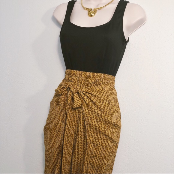 Pants - Tie-Front Tribal Leopard Print Pant